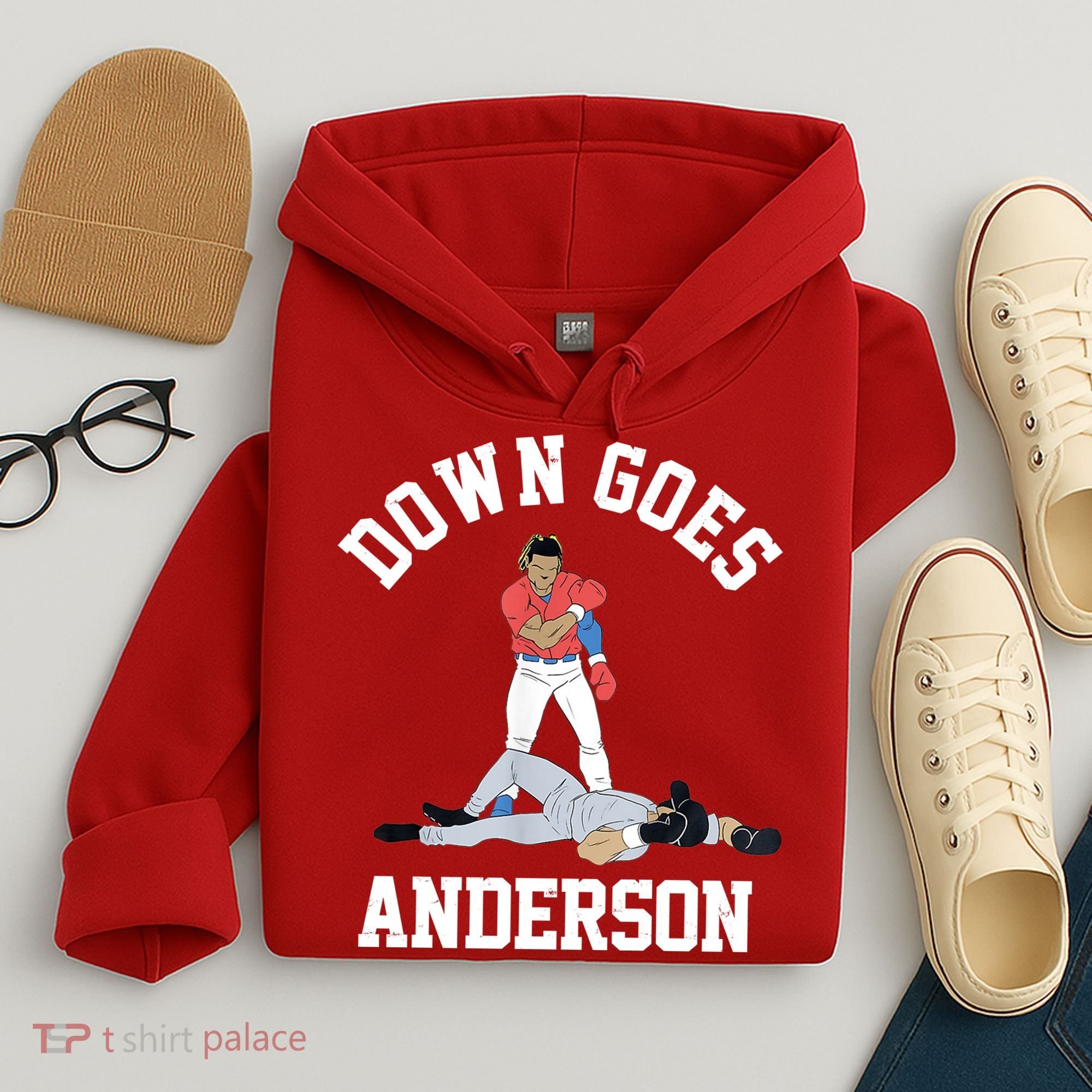Funny Baseball Fight Down Goes Anderson Hoodie
