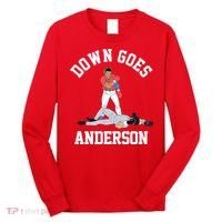 Funny Baseball Fight Down Goes Anderson Long Sleeve Shirt thumb 0