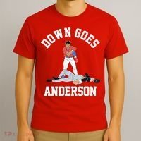 Funny Baseball Fight Down Goes Anderson T-Shirt thumb 3