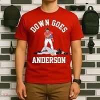 Funny Baseball Fight Down Goes Anderson T-Shirt thumb 6
