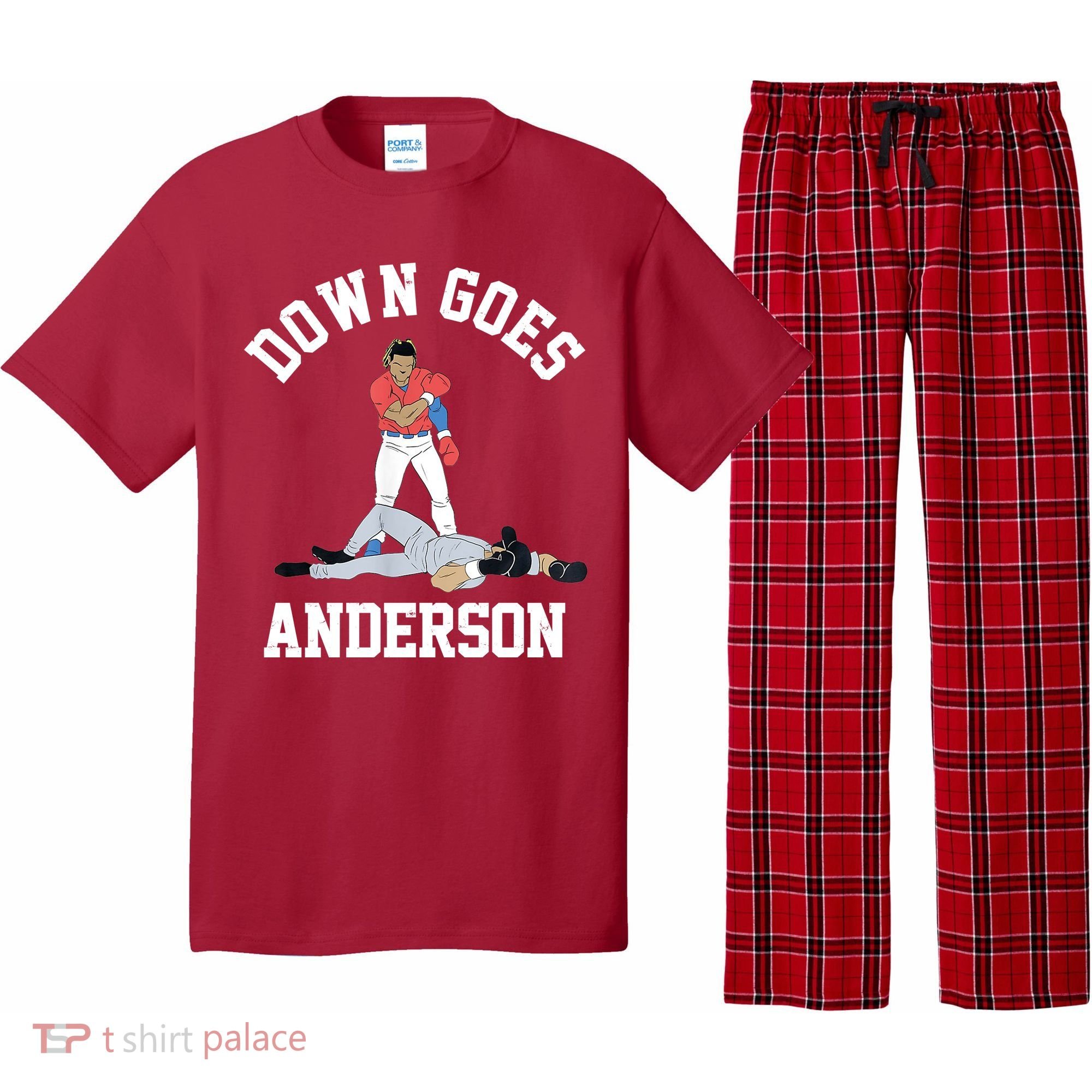 Funny Baseball Fight Down Goes Anderson Pajama Set