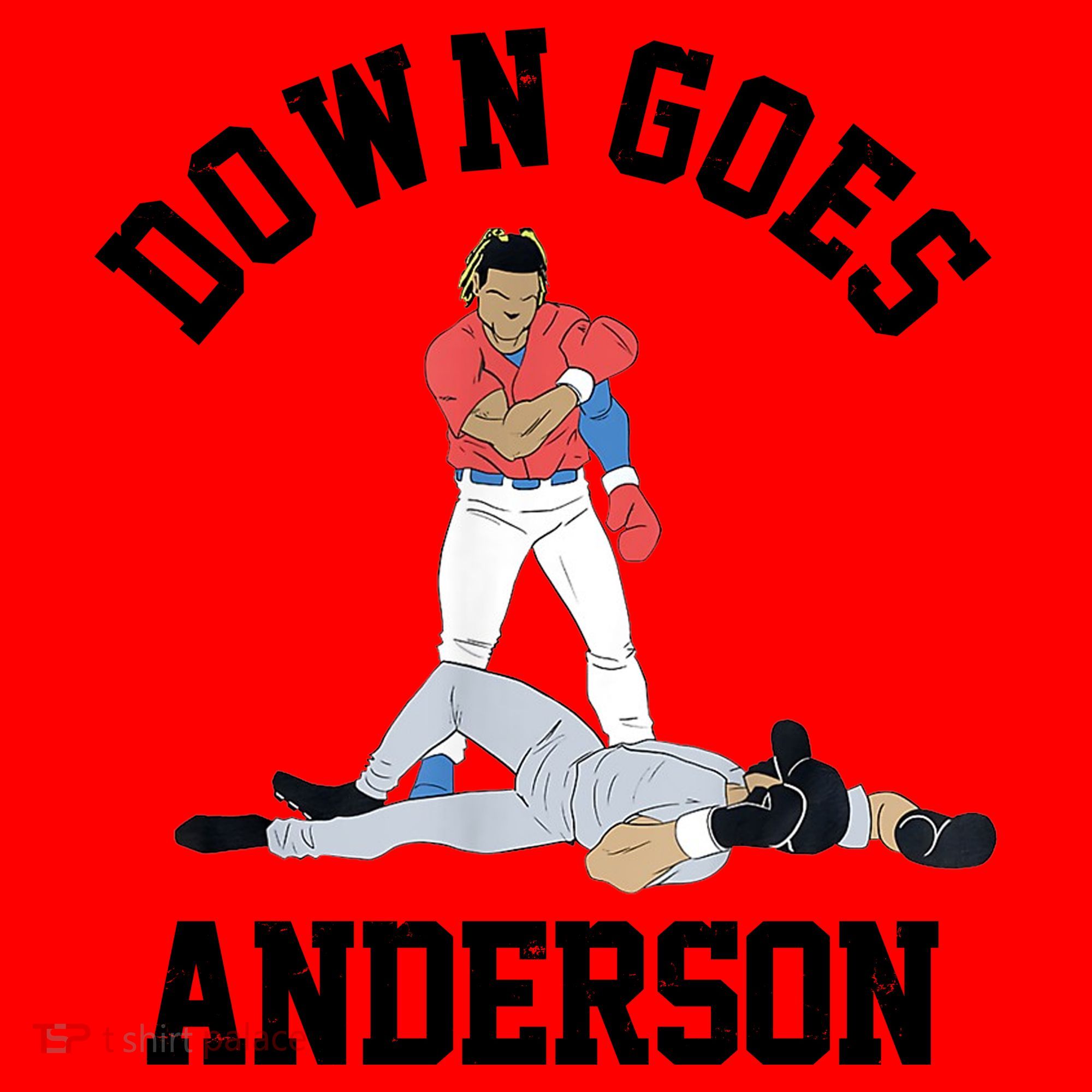 Funny Baseball Fight Down Goes Anderson Santa Hat