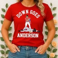 Funny Baseball Fight Down Goes Anderson Women's T-Shirt thumb 2
