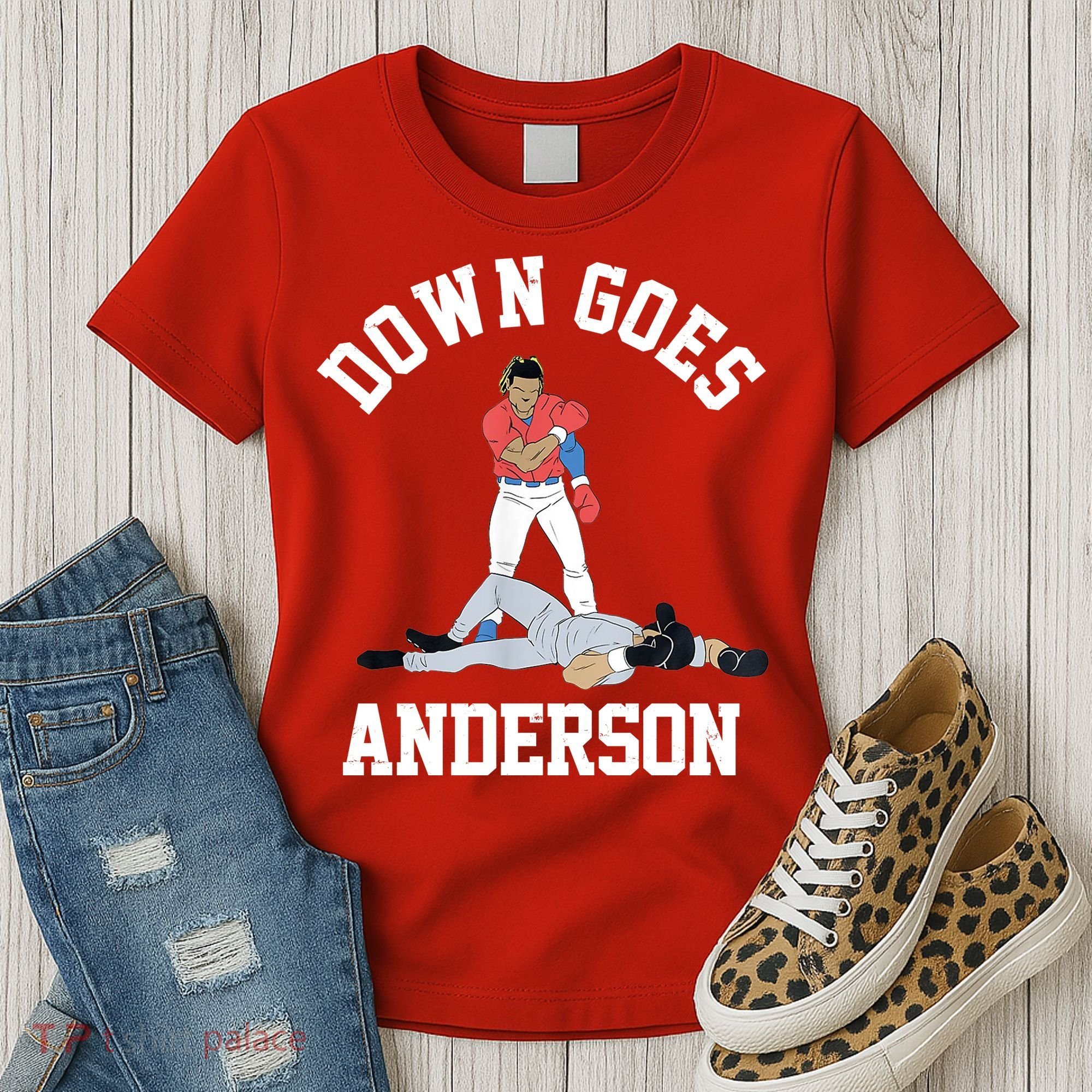 Funny Baseball Fight Down Goes Anderson Women's T-Shirt