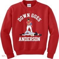 Funny Baseball Fight Down Goes Anderson Kids Sweatshirt thumb 0