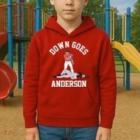 Funny Baseball Fight Down Goes Anderson Kids Hoodie thumb 2