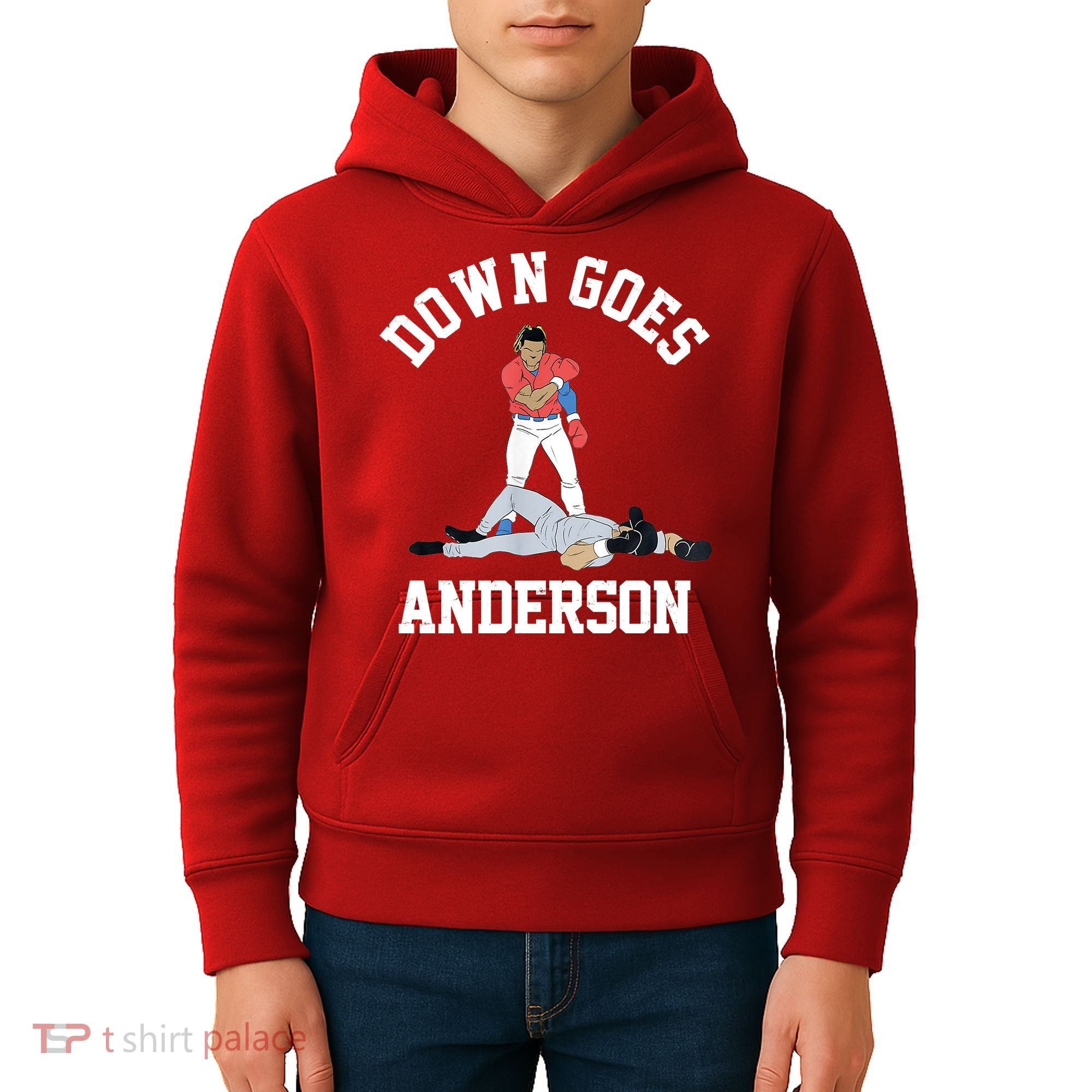 Funny Baseball Fight Down Goes Anderson Kids Hoodie