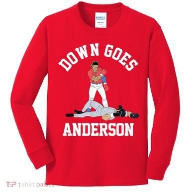 Funny Baseball Fight Down Goes Anderson Kids Long Sleeve Shirt