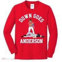 Funny Baseball Fight Down Goes Anderson Kids Long Sleeve Shirt thumb 0