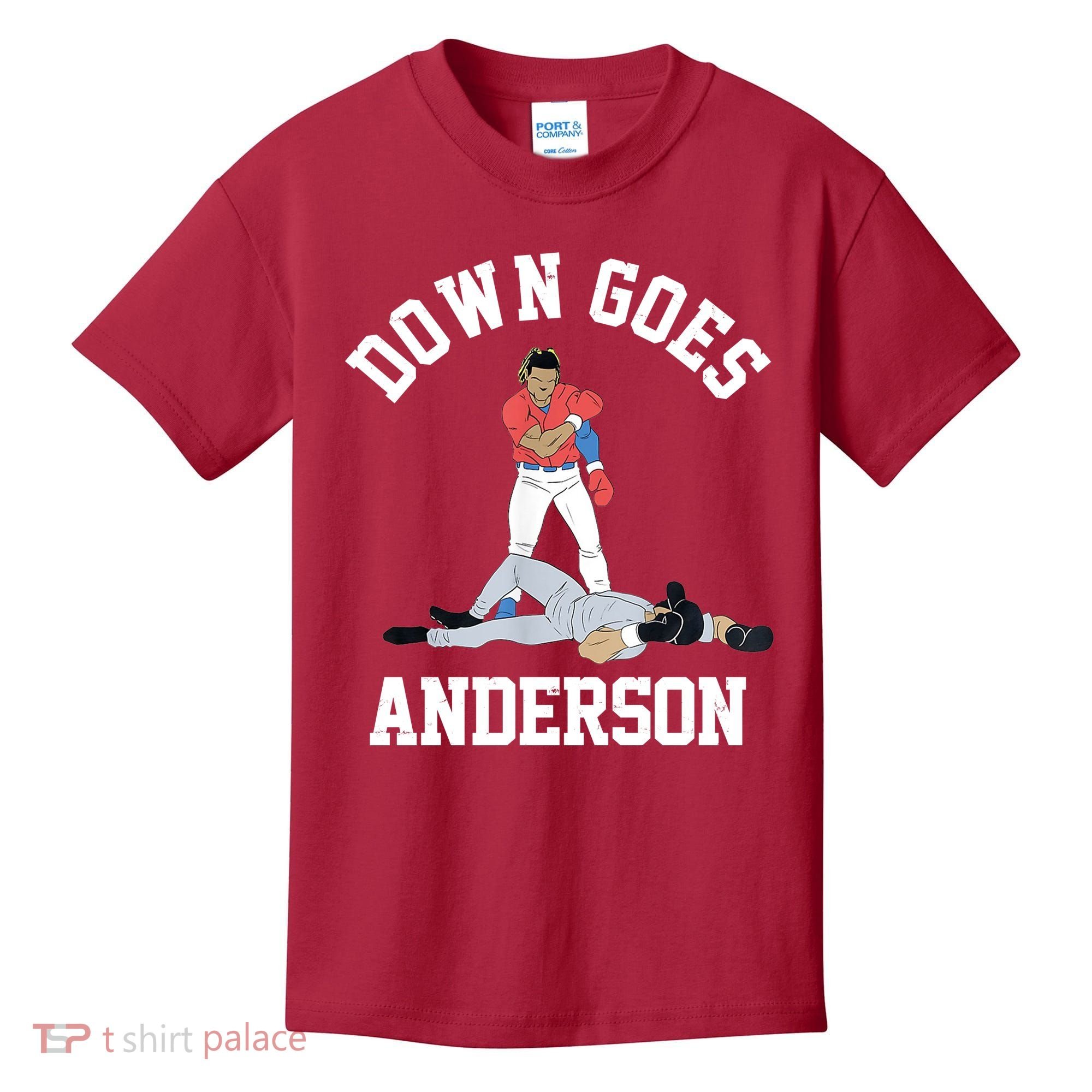 Funny Baseball Fight Down Goes Anderson Kids T-Shirt