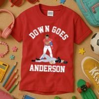 Funny Baseball Fight Down Goes Anderson Kids T-Shirt thumb 3