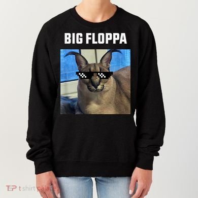 Funny Big Floppa Wearing Meme Sunglasses Women's Sweatshirt