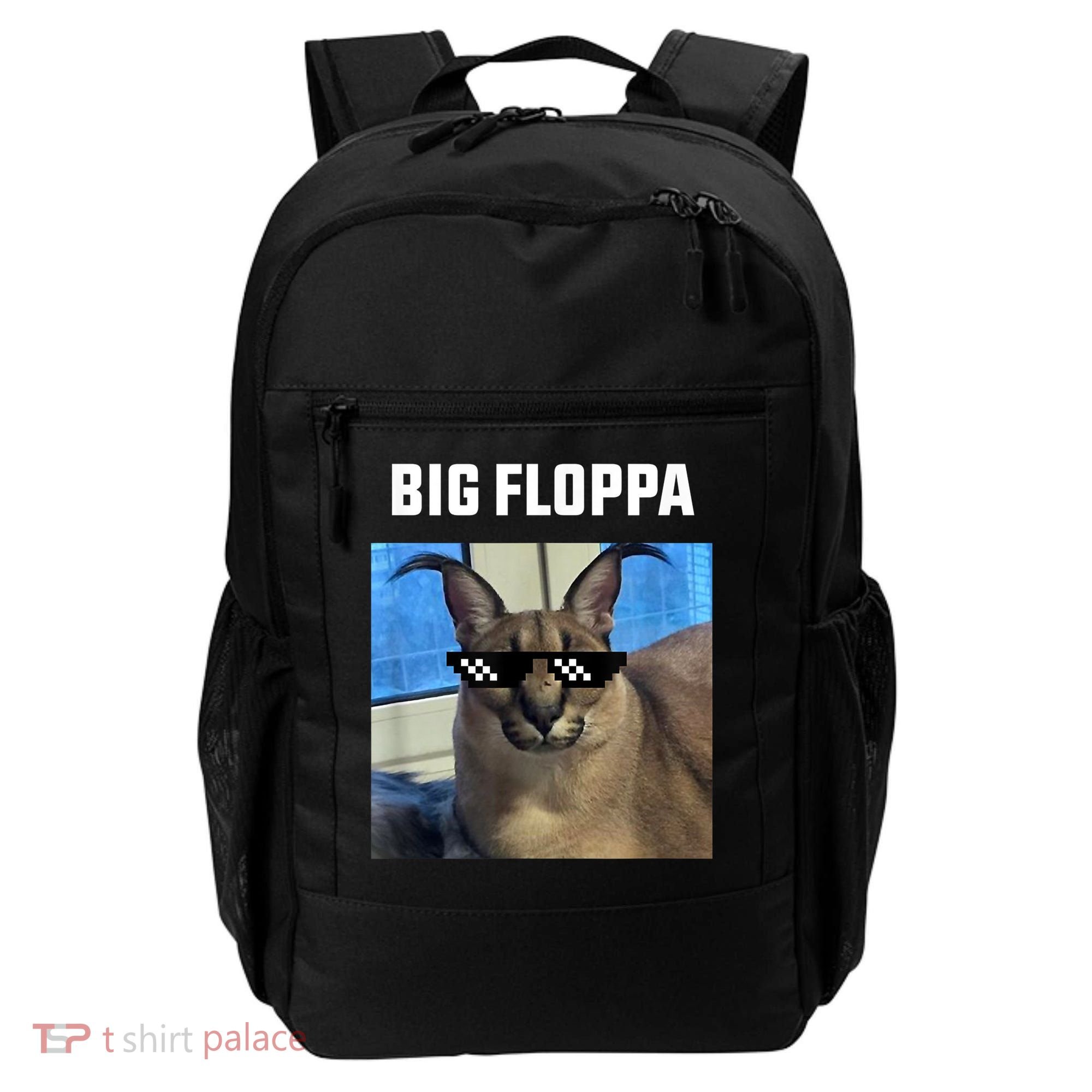 Funny Big Floppa Wearing Meme Sunglasses Backpack