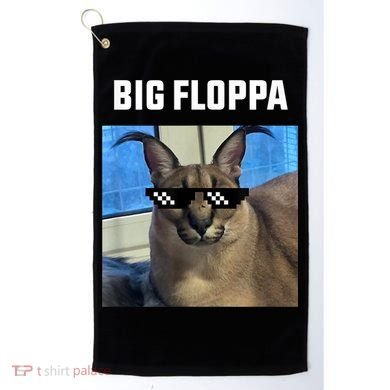 Funny Big Floppa Wearing Meme Sunglasses Golf Towel