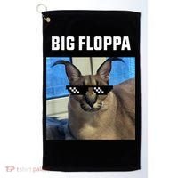 Funny Big Floppa Wearing Meme Sunglasses Golf Towel thumb 0