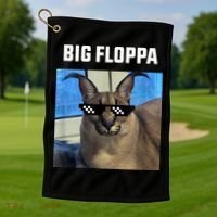 Funny Big Floppa Wearing Meme Sunglasses Golf Towel thumb 1