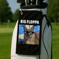 Funny Big Floppa Wearing Meme Sunglasses Golf Towel thumb 2