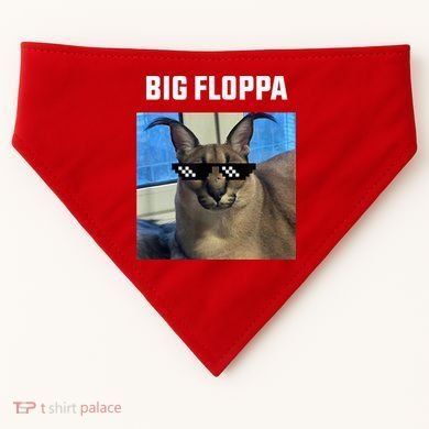 Funny Big Floppa Wearing Meme Sunglasses USA-Made Doggie Bandana