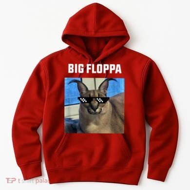 Funny Big Floppa Wearing Meme Sunglasses Hoodie
