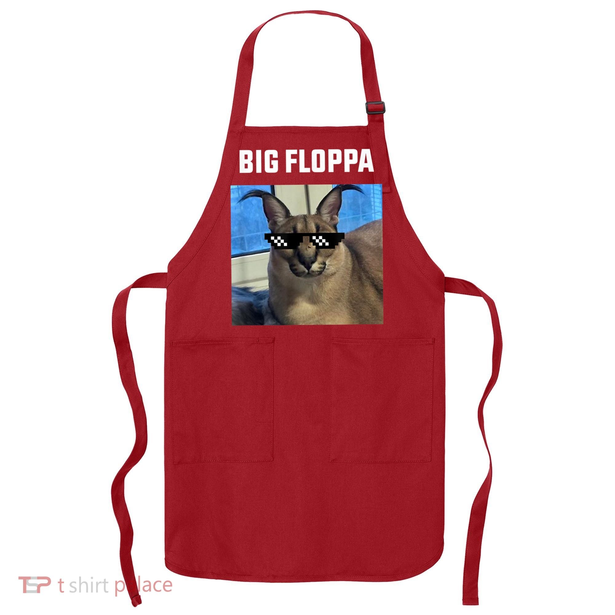 Funny Big Floppa Wearing Meme Sunglasses Apron
