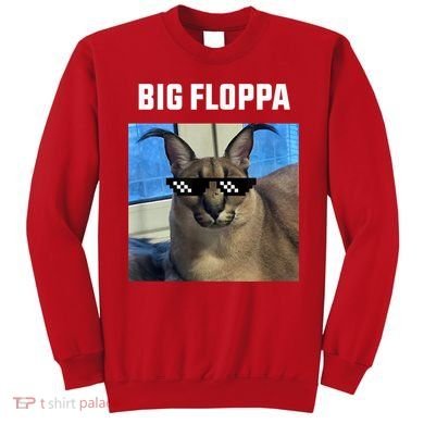 Funny Big Floppa Wearing Meme Sunglasses Sweatshirt
