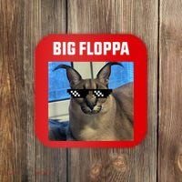 Funny Big Floppa Wearing Meme Sunglasses Coaster thumb 0