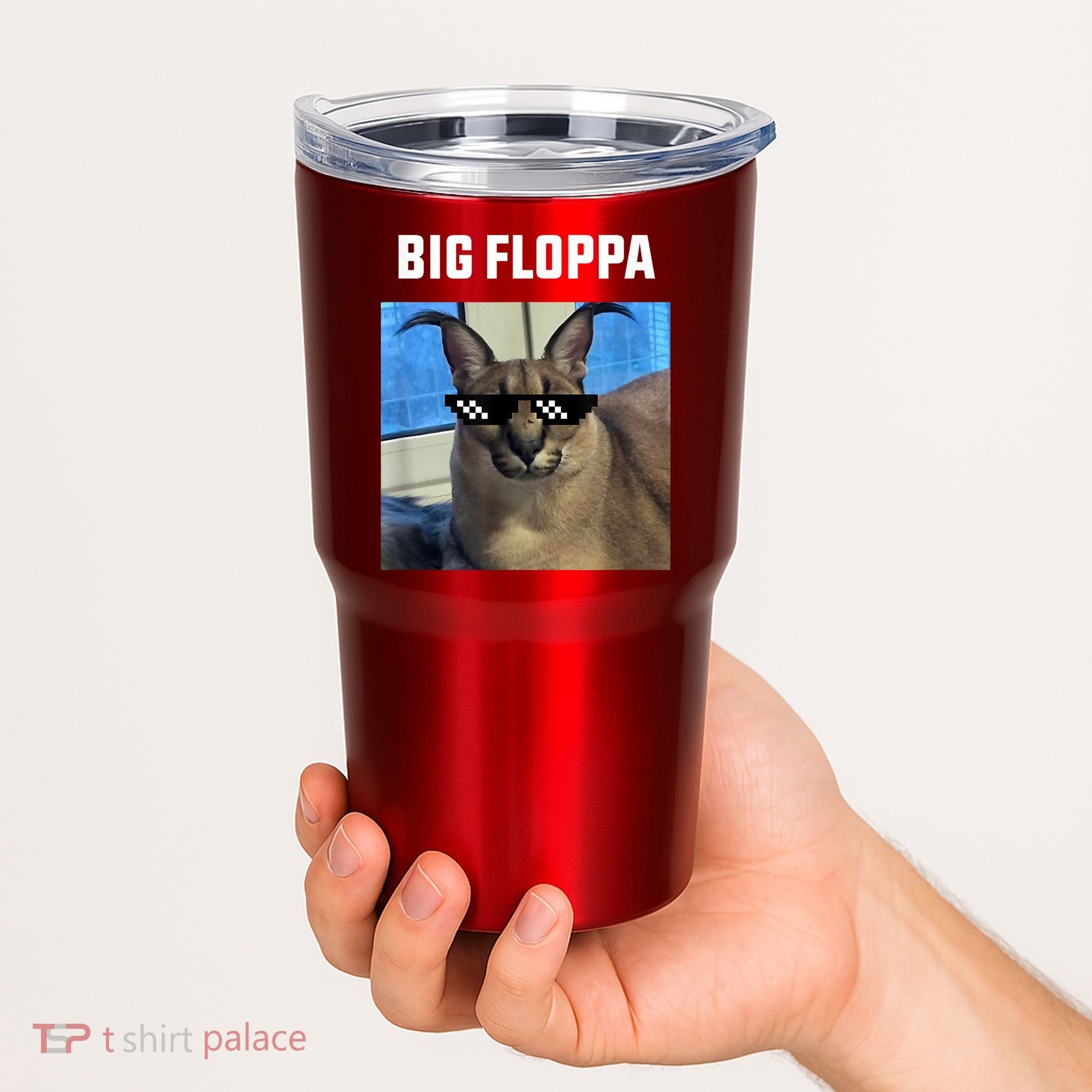 Funny Big Floppa Wearing Meme Sunglasses Tumbler