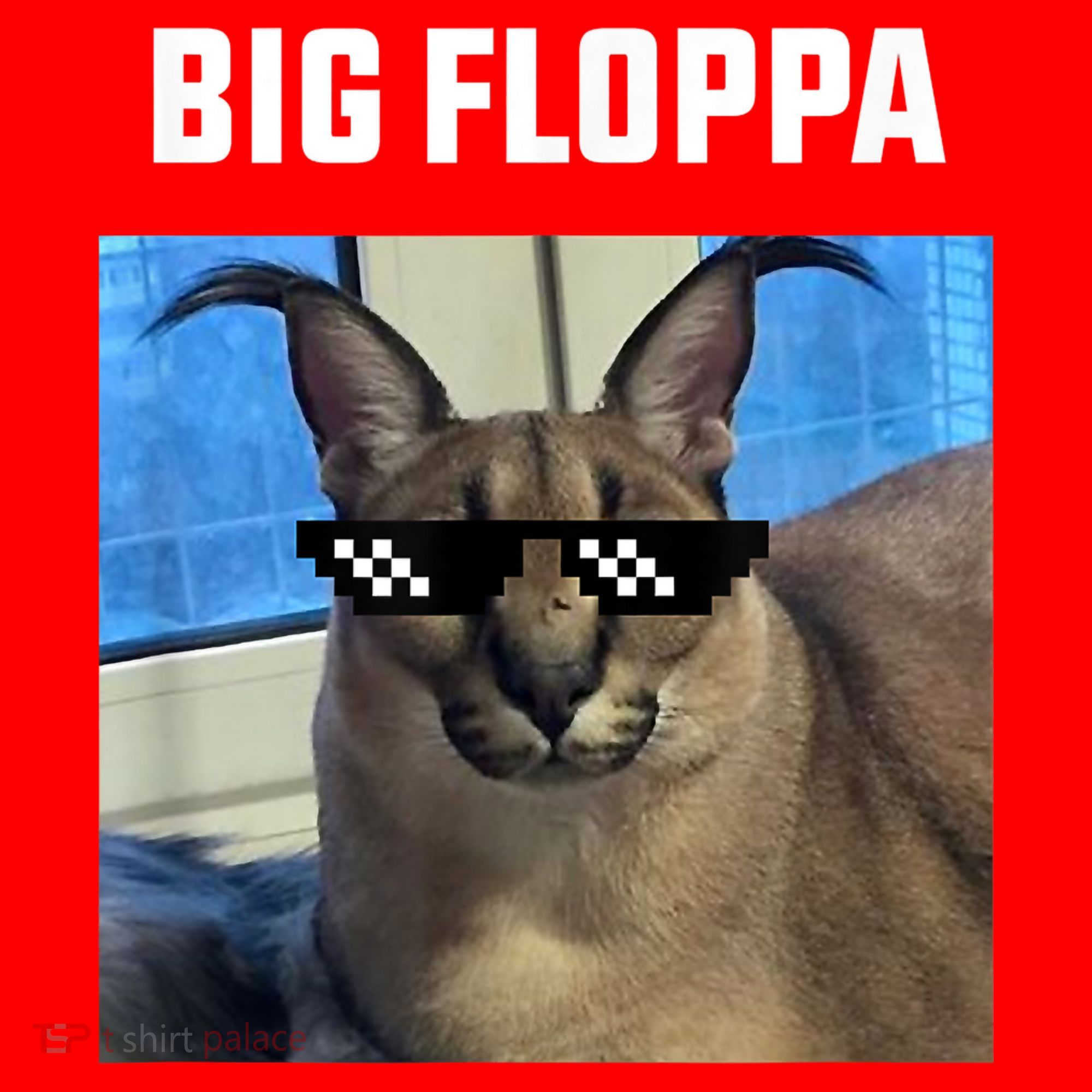 Funny Big Floppa Wearing Meme Sunglasses Mousepad