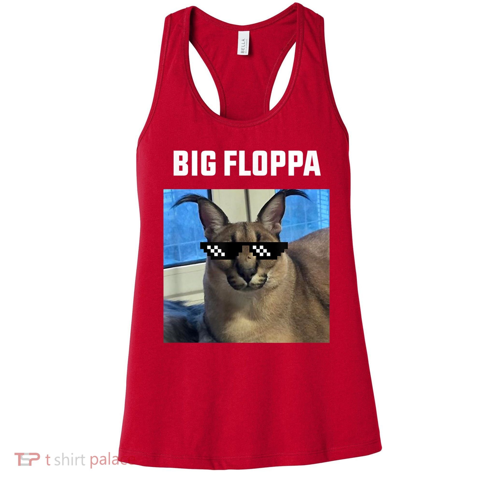 Funny Big Floppa Wearing Meme Sunglasses Women's Tank Top