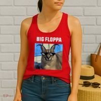 Funny Big Floppa Wearing Meme Sunglasses Women's Tank Top thumb 2