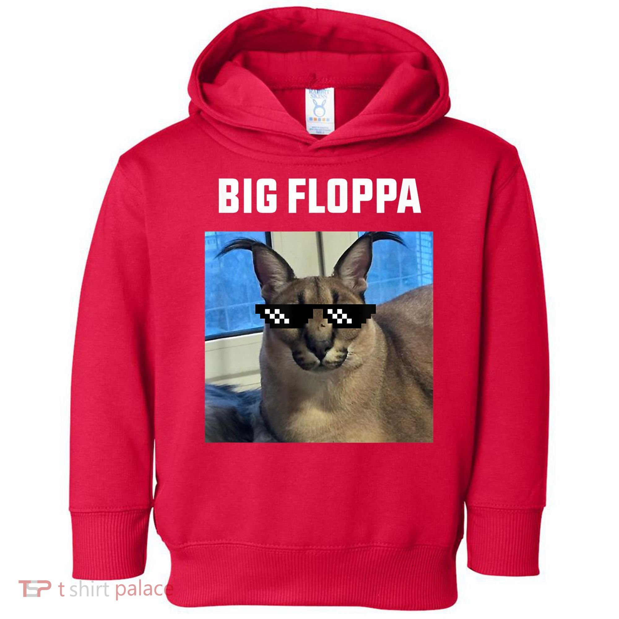 Funny Big Floppa Wearing Meme Sunglasses Toddler Hoodie