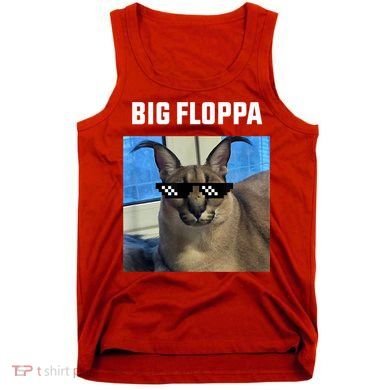 Funny Big Floppa Wearing Meme Sunglasses Tank Top
