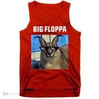 Funny Big Floppa Wearing Meme Sunglasses Tank Top thumb 0