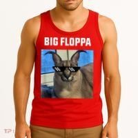 Funny Big Floppa Wearing Meme Sunglasses Tank Top thumb 3