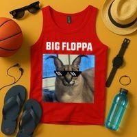 Funny Big Floppa Wearing Meme Sunglasses Tank Top thumb 4