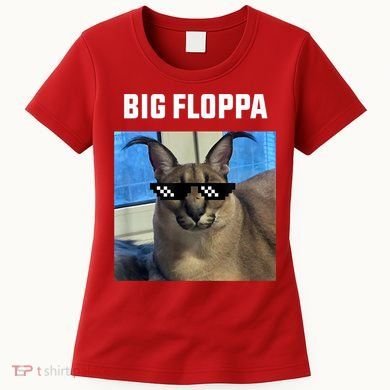 Funny Big Floppa Wearing Meme Sunglasses Women's T-Shirt