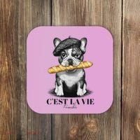 French Bulldog Frenchie Dog Lover Dad Dog Mom CEst La Vie Coaster thumb 0