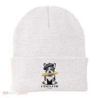 French Bulldog Frenchie Dog Lover Dad Dog Mom CEst La Vie Beanie thumb 0