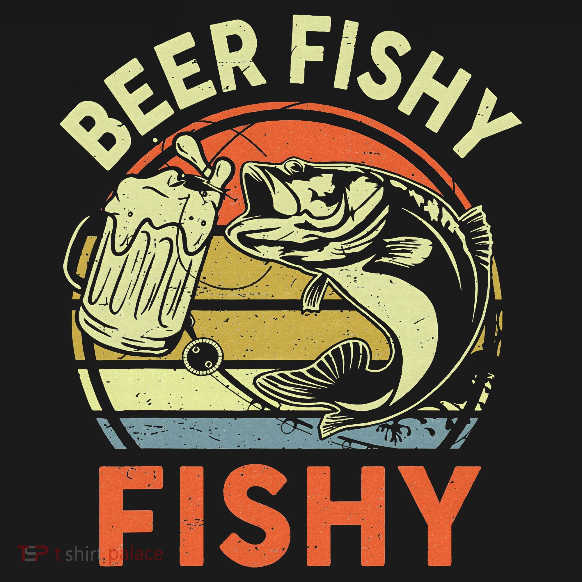 funny Bass Fishing Beer Fishy Reel Cool Dad T-Shirt