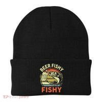 funny Bass Fishing Beer Fishy Reel Cool Dad Beanie thumb 0