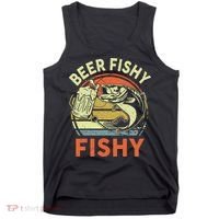 funny Bass Fishing Beer Fishy Reel Cool Dad Tank Top thumb 0