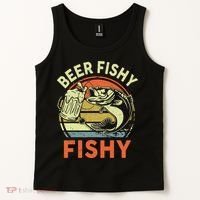 funny Bass Fishing Beer Fishy Reel Cool Dad Tank Top thumb 2