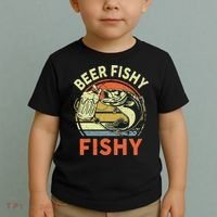 funny Bass Fishing Beer Fishy Reel Cool Dad Toddler T-Shirt thumb 2