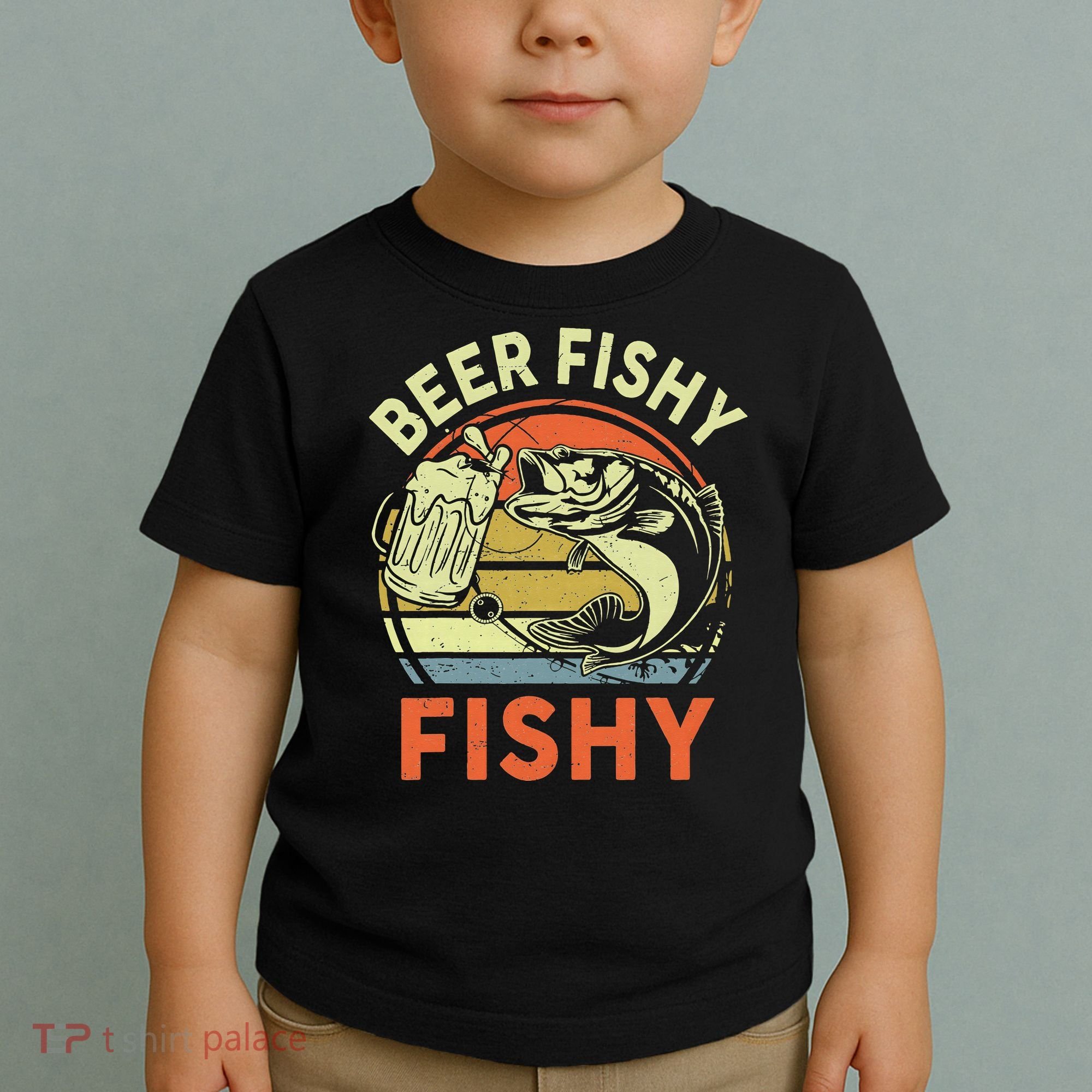 funny Bass Fishing Beer Fishy Reel Cool Dad Toddler T-Shirt