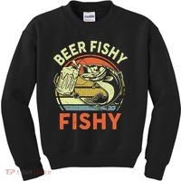 funny Bass Fishing Beer Fishy Reel Cool Dad Kids Sweatshirt thumb 0