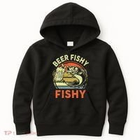 funny Bass Fishing Beer Fishy Reel Cool Dad Kids Hoodie thumb 0