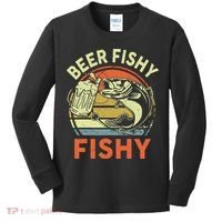 funny Bass Fishing Beer Fishy Reel Cool Dad Kids Long Sleeve Shirt thumb 0