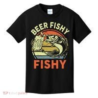 funny Bass Fishing Beer Fishy Reel Cool Dad Kids T-Shirt thumb 0