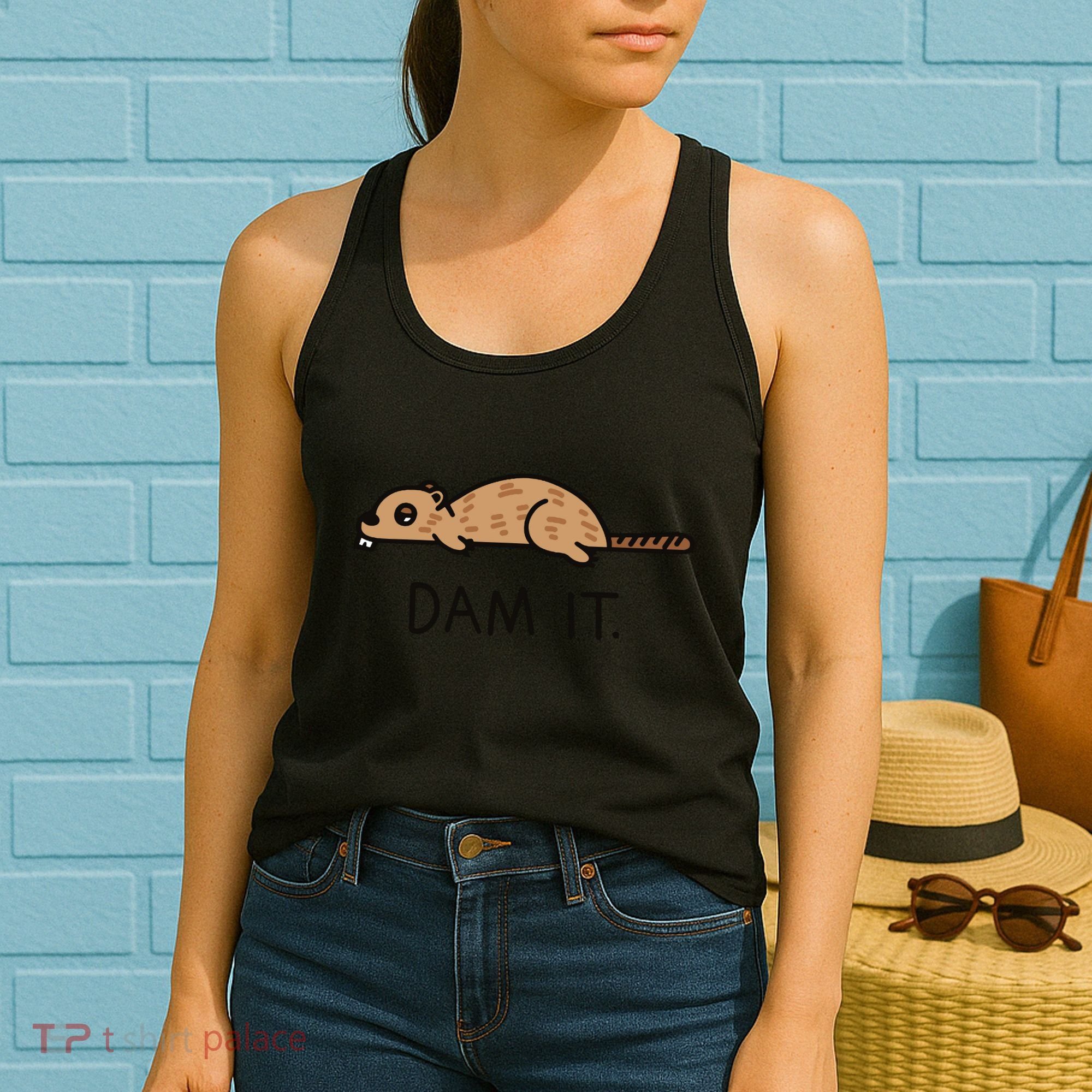 Funny Beaver Funny Saying Dam It Beaver Funny Beaver Saying Women's Tank Top