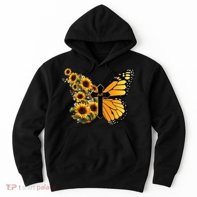Floral Butterfly Faith Cross Hoodie
